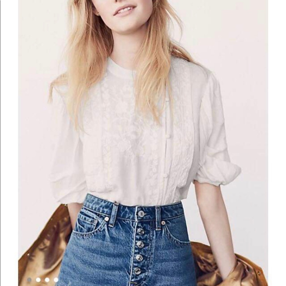 Free People Embroidered Floral Top